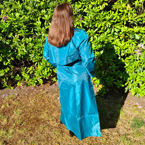 Kendall Mackintosh in Teal-Blue Nylon-Silk - Hamilton Classics Rainwear
